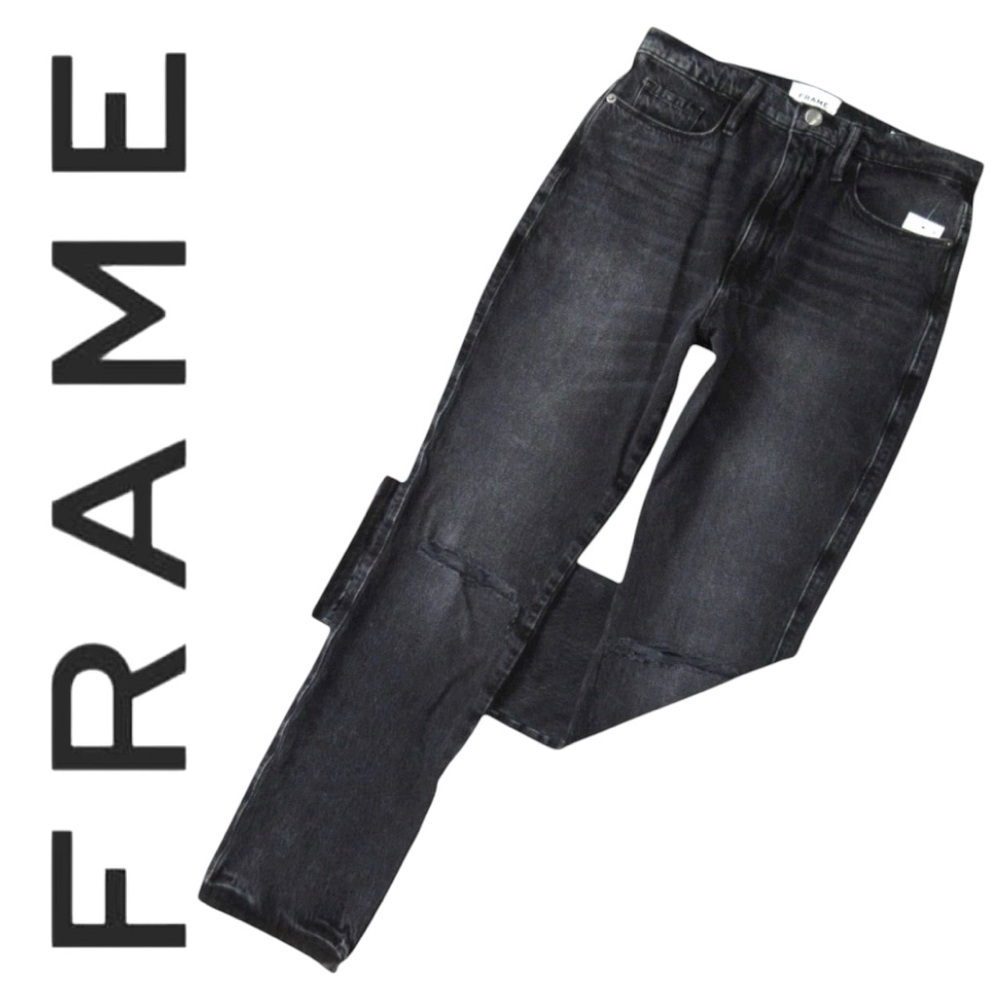FRAME LE SYLVIE JEANS, SZ-30, BLACK, WILKINSON RIPS, Brand New! - Picture 2 of 16
